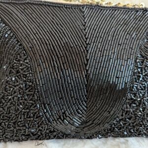 Elegant Black Kaiho Beaded Clutch Evening Bag